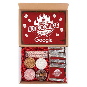 Hot Cocoa Bar Kit – Custom Logo Gift Mailer with Toppings & Optional Enamel Mugs