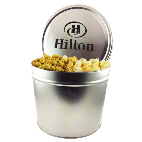 Custom Logo Popcorn Tin – 1, 2 or 3.5 Gallon Butter or Trio Popcorn