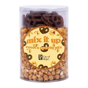 Caramel Popcorn & Chocolate Mix Gift Canister – Custom Logo Label
