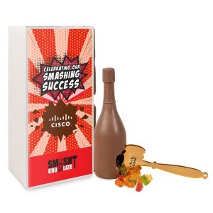 Smashable Chocolate Bottle with Mallet – Hidden Candy Surprise in a Full Color Logo Box