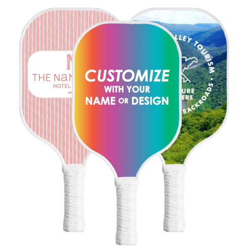 Personalized NitroStrike Elite Carbon Fiber Pickleball Paddle with White Trim & White Handle - No Minimum