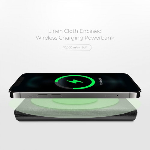 10,000 mAh Linen Cloth Wireless Charging Power Bank