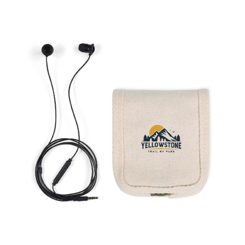 Airplane-Ready Wired Earbuds & Canvas Carry Pouch Set Airplane-Ready Wired Earbuds & Canvas Carry Pouch Set