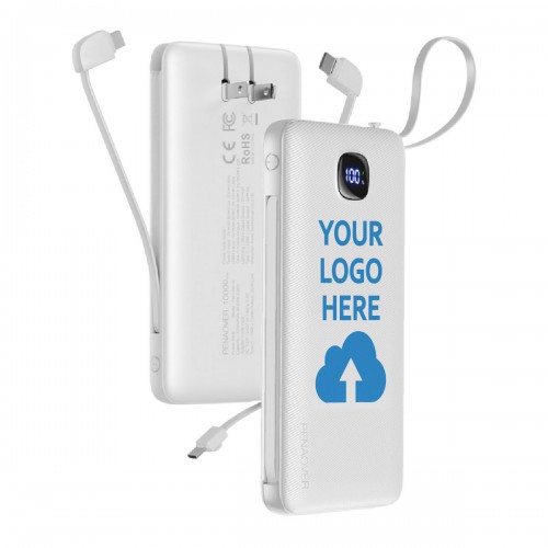 10,000 mAh ApexCharge  6-in-1 Custom Logo Power Bank - 10 Unit Minimum