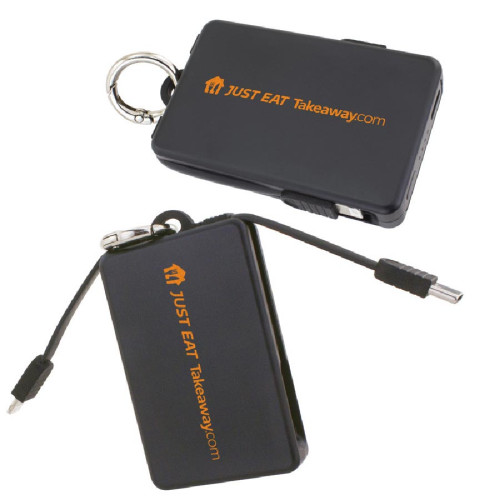 Keychain 2,000 mAh Power Bank with Built-In Cables