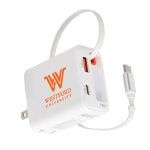 Zip ETL-Listed 20W PD Dual Port Wall Charger with Retractable USB-C Cable