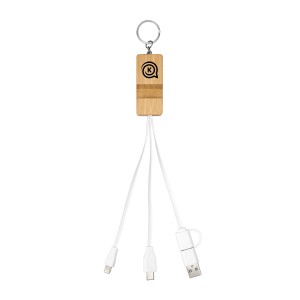Bamboo Phone Holder Keyring With Charging Cables Bamboo Phone Holder Keyring With Charging Cables