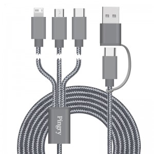 Connect Reach 5 Ft 3-in-1 Braided Charging Cable with Type-C Input
