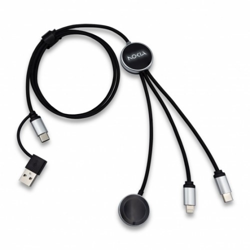 Velora 3-in-1 Light-Up Charging Cable with Apple & Samsung Watch Charging Attachment