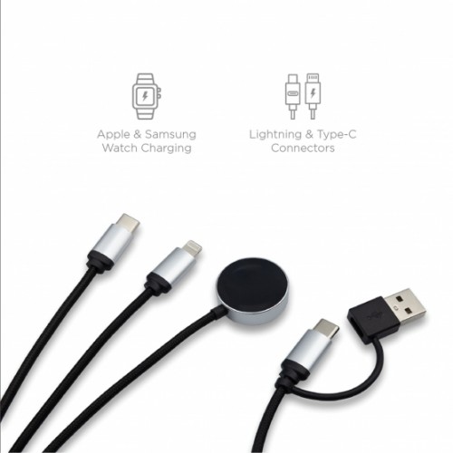 Velora 3-in-1 Light-Up Charging Cable with Apple & Samsung Watch Charging Attachment