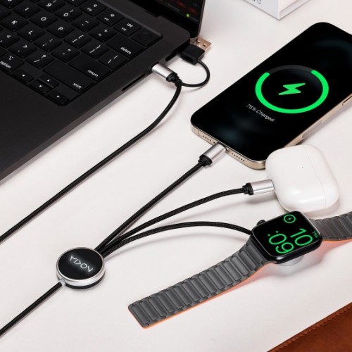 Velora 3-in-1 Light-Up Charging Cable with Apple & Samsung Watch Charging Attachment