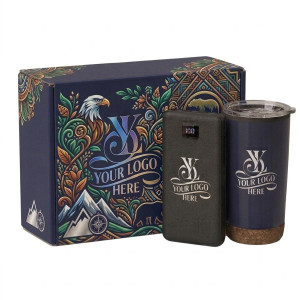 Premium Essentials Gift Set - Custom Logo Wellington Tumbler & Power Bank