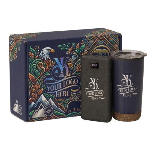 Premium Essentials Gift Set - Custom Logo Wellington Tumbler & Power Bank Premium Essentials Gift Set - Custom Logo Wellington Tumbler & Power Bank